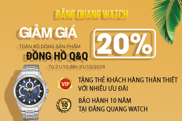 Ưu đãi giảm giá ngay 20% đồng hồ Q&Q Jappan tại Đăng Quang Watch