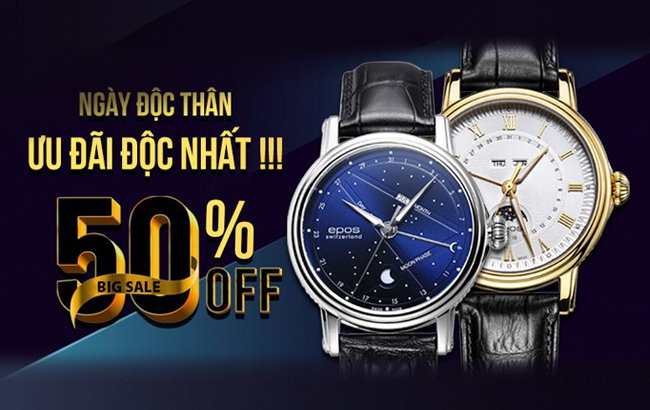 11/11 NGÀY ĐỘC THÂN – SALE ĐỘC NHẤT GIẢM ĐẾN 50% TẠI ĐĂNG QUANG WATCH