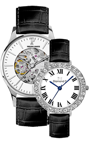 Đồng hồ Philippe Auguste PA5008A + Diamond D DD6009A