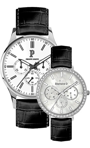 ĐỒNG HỒ PHILIPPE AUGUSTE PA5006B + Diamond D DD6012A