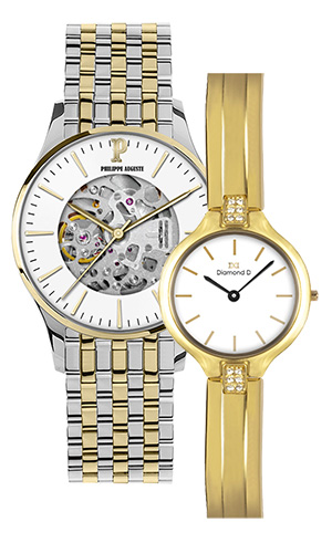 Đồng hồ Philippe Auguste PA5008E + Diamond D DD6018E