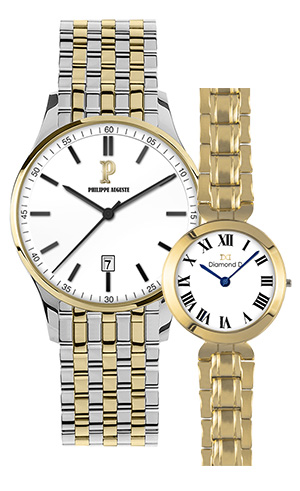Đồng hồ Philippe Auguste PA5005G + Diamond D DD6016B