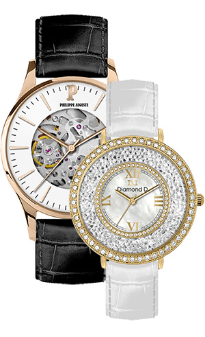 Đồng hồ Philippe Auguste PA5008B + Diamond D DD6013B