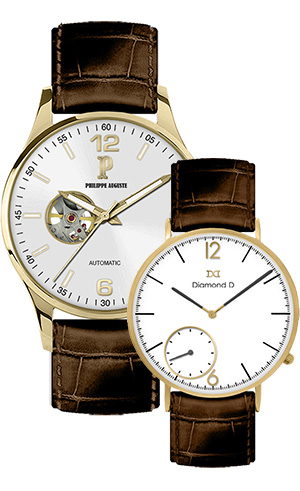 Đồng hồ Philippe Auguste PA5004C + Diamond D DD6005B