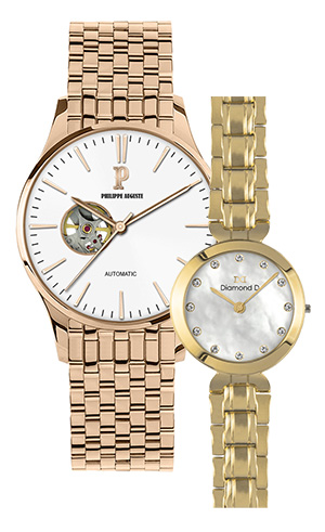 Đồng hồ Philippe Auguste PA5003G + Diamond D DD6016C