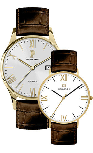 Đồng hồ Philippe Auguste PA5001B + Diamond D DD6003A