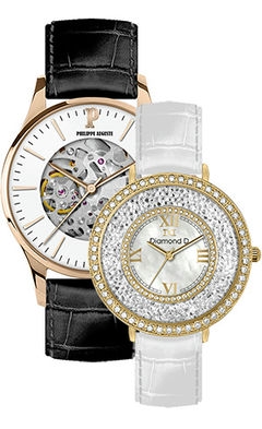 Đồng hồ Philippe Auguste PA5008B + Diamond D DD6013B