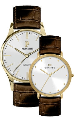 Đồng hồ Philippe Auguste PA5002A + Diamond D DD6001A